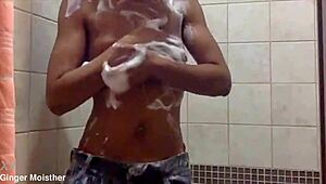 Ginger's Soapy Wet Nipples And Tits Closeup