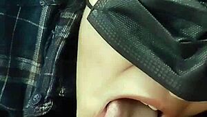 Wow, cute athletic girl sucks cock like a lollipop at work!