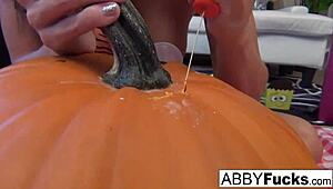 Abigail Carves A Pumpkin Then Plays With Herself