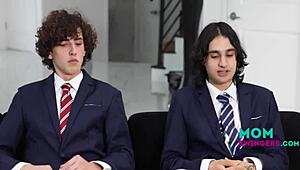 milfs are stepping up to handle their step sons' virginity issues through group sessions