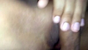 Amateur couple rubs tight wet pussy leading to creampie orgasm