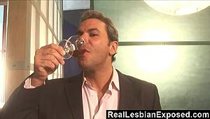 Blonde And Brunette Babes In Lingerie Use Toys For Lesbian Cunilingus On Sofa