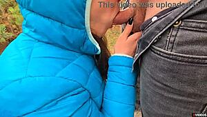 Her pussy grips his cock tight, refusing to let go in outdoor fun.