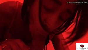 I give a blowjob and handjob to a skinny amateur