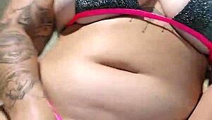 uh, like this young chick's flashin' and masturbatin' solo for her lover on video...