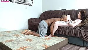 She moans loudly as he fucks her pussy