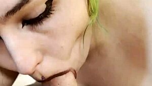 Nikki Greaves sucks that huge goth cock.