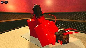 this demon girl seducing me with her hot oiled body in the sauna on roblox