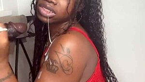 Keisha Minaj sucks stepbrother's big black cock