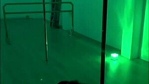 Asian babe RIPS clothes in HEELS during pole DANCING and aerial HOOPS