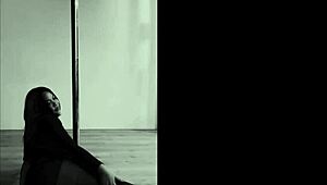 Asian babe RIPS clothes in HEELS during pole DANCING and aerial HOOPS