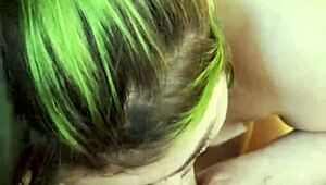 Nikki Greaves sucks that huge goth cock.