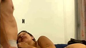 Suspicious husband drills wife's loose pussy with raw creampie passion.