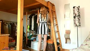 Candy puts on black satin gloves and fingers her pussy intriguingly