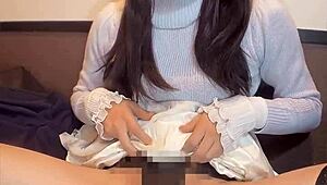 glasses crossdressing ladyboy masturbates quietly!