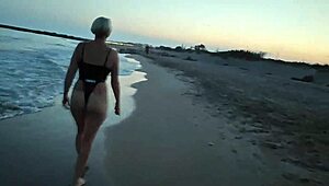 Blonde Shows Tits And Sucks Cock On Public Beach