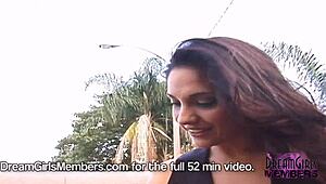 brunette flashes big tits topless in convertible