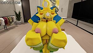 oh yeah, watch this furry noob couple with big tits and ass fuck hard with monster cock in roblox house