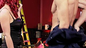 Red milf slips into fishnet stockings for a wild fuck with kai taylor.