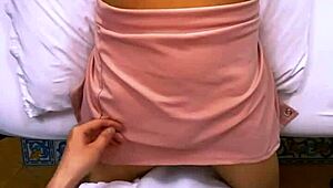 Student invites stepmom to room, beyond caresses.