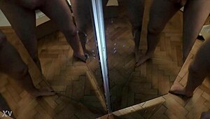 I watch six cocks cum in mirror