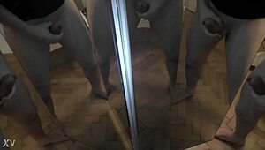 I watch six cocks cum in mirror