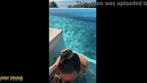 girlfriend gives deepthroat bj at infinity pool in costa rica.