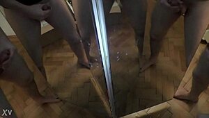 I watch six cocks cum in mirror