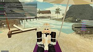 In Roblox, she deepthroats and rides for cum