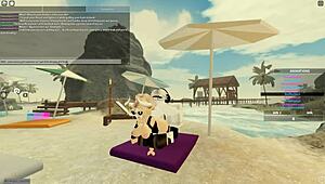 In Roblox, she deepthroats and rides for cum