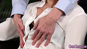 British babe humiliates group in cfnm femdom handjob cumshot fetish