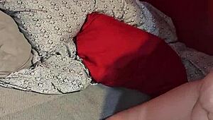 Milf shows big thong ass in panties