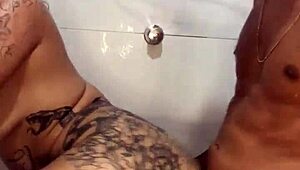 Bathroom encounter with brunette amateur ends quickly