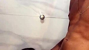 Bathroom encounter with brunette amateur ends quickly