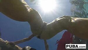 Olivia enjoys summer activities by the poolside