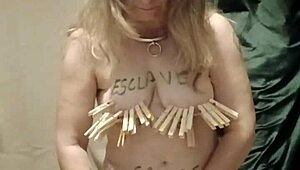 Why is this French maid chained for a solo vibrator session?