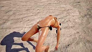 Xiaoyu shines in gold bikini