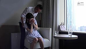 Japanese cute new actress gets creampie leakage in intense scene!