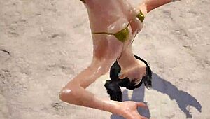 Xiaoyu shines in gold bikini