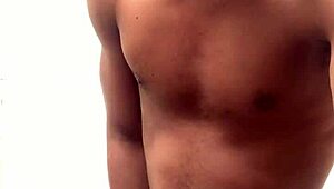 amateur gives soapy massage to big cock in shower, nearly caught