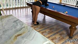 Sayafit and Anissa Miller Tease with Pool Balls Between Big Buttocks