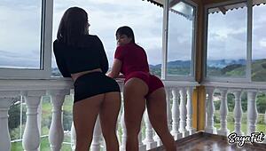 Sayafit and Anissa Miller Tease with Pool Balls Between Big Buttocks