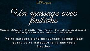 French massage ends with blowjob - want to hear the moans?