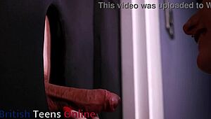 Redhead Nurse Sucks Hard at Gloryhole Spot