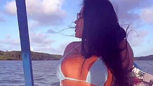 brazilian latina wife in bikini on boat ride