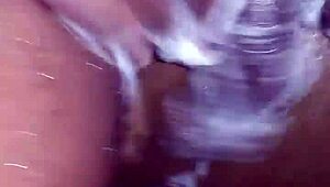 Nineteen-Year-Old Boy Shaves While Stroking His Massive Black Cock