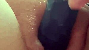 She's so excited on the phone, masturbating her wet creamy pussy hard 😏