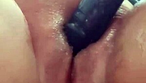 She's so excited on the phone, masturbating her wet creamy pussy hard 😏