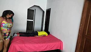 Unfaithful woman calls her neighbor to fuck her next to him