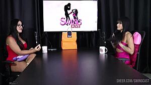 Tata and Tiffany Rocha in Sheer Red Swing Compilation with Lesbian Bisexual Group Action